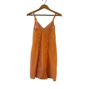 Vintage La Perla Lace Chemise Slip Dress Size 1/ XS Orange Silk Blend Nightie